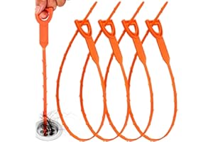 Drain Snake Drain Clog Remover Tool 4 Pack 20 Inch Flexible Hair Removal for Sink Shower Tub and Toilet with Grip Handle Easy Use Kitchen Bathroom Pipe Cleaner- AsonTao
