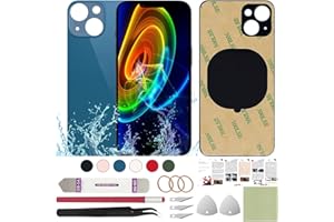 ReuWeu Rear Back Cover Glass Replacement Compatible with iPhone 13 6.1" + Professional Tools (Blue)