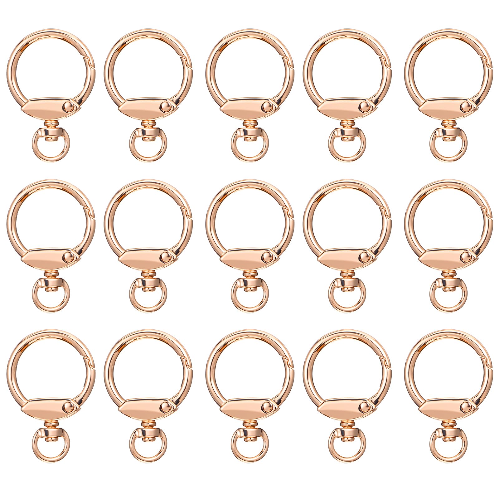Photo 1 of 15 Pcs Round Spring Snap Hooks Metal Lobster Claw Clasps Swivel Lanyards Trigger Snap Hooks Strap Eyelet O Rings Buckle for Jewelry Purse Making DIY Bags Keychain Key Rings Art Crafts (Gold)