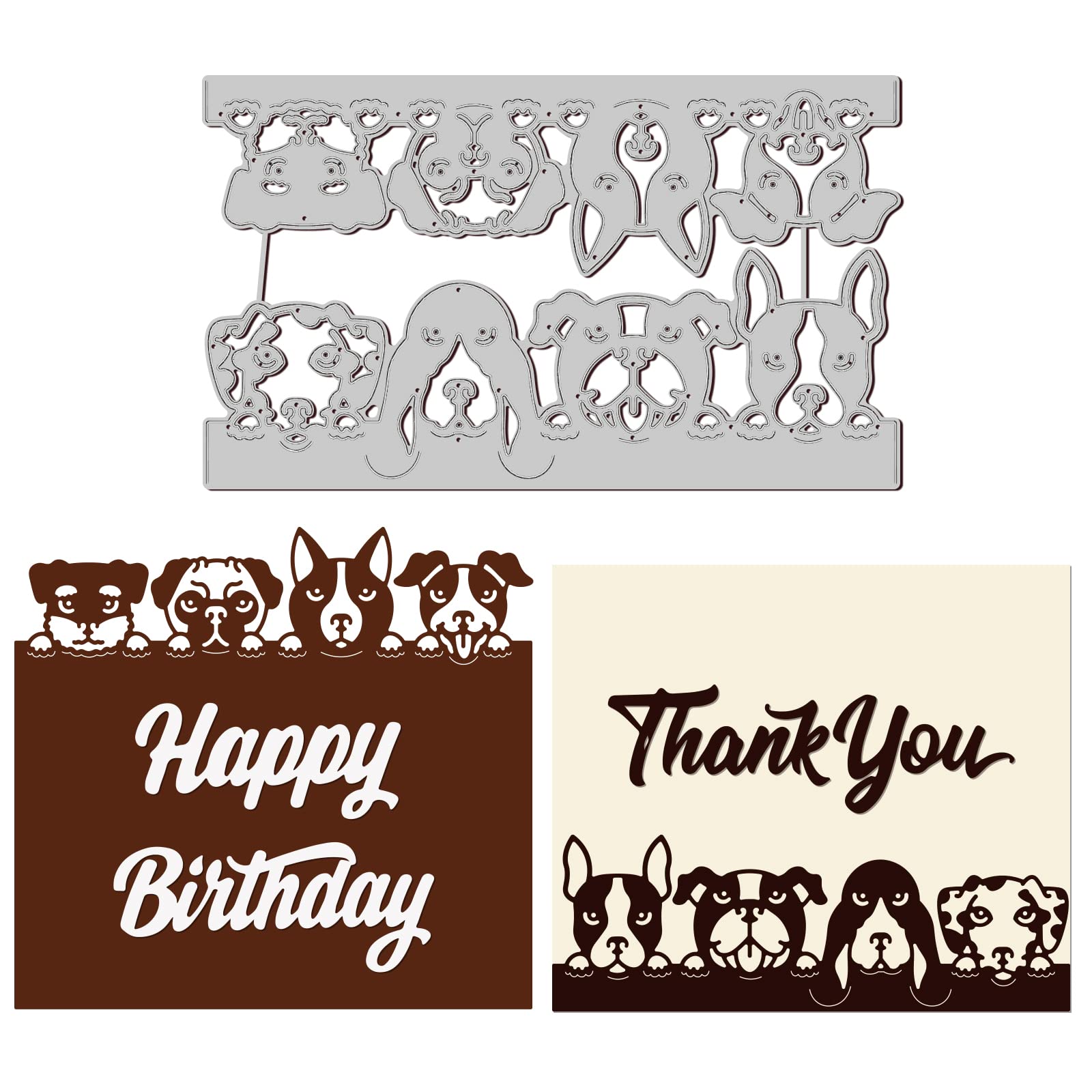 GLOBLELAND Dogs Lace Cutting Dies Metal Puppy Border Die Cuts Embossing Stencils Template for Paper Card Making Decoration DIY Scrapbooking Album Craft Decor