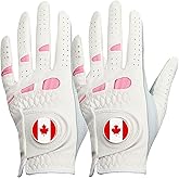 Ladies Golf Gloves Women Left Hand Right Hand with Ball Marker Value 2 Pack/1 Pair, Womens Golf Glove Leather All Weather Gri