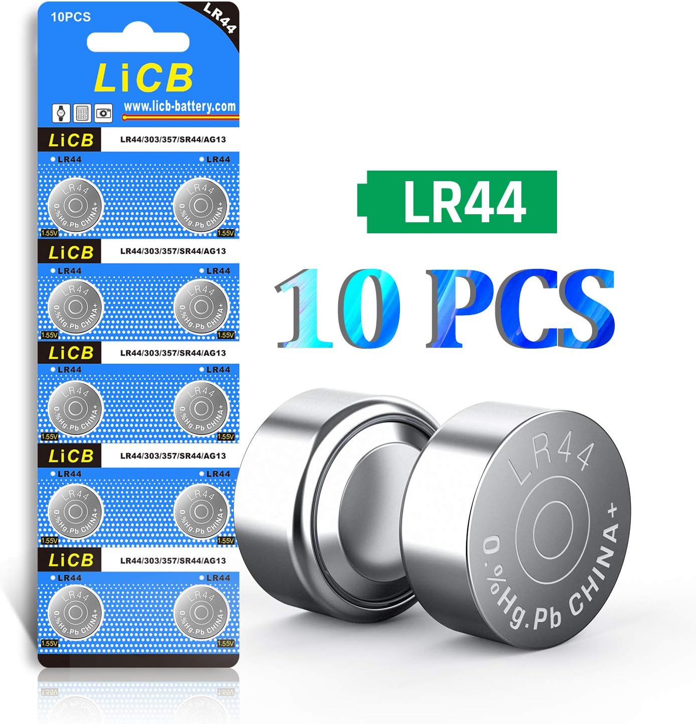 LiCB 10 PCS LR44 AG13 357 303 A76 1.5V Alkaline Button Cell batteries