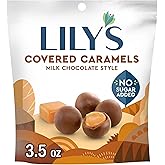 LILY'S Milk Chocolate Style No Sugar Added, Covered Caramels Bag, 3.5 oz