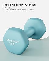 SONGMICS Dumbbells Set 2 x 2kg Hex Neoprene Coated Pale Blue SYL904Q01 view 2