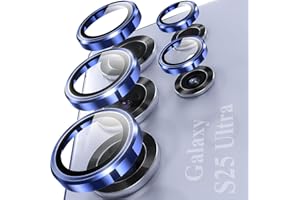 YWXTW Camera Lens Protector for Samsung Galaxy S25 Ultra, [5X Stronger] Individual Metal Ring Tempered Glass Camera Screen Protector for S25 Ultra Accessories, Anti Scratch, 1 Set (Titanium Blue)