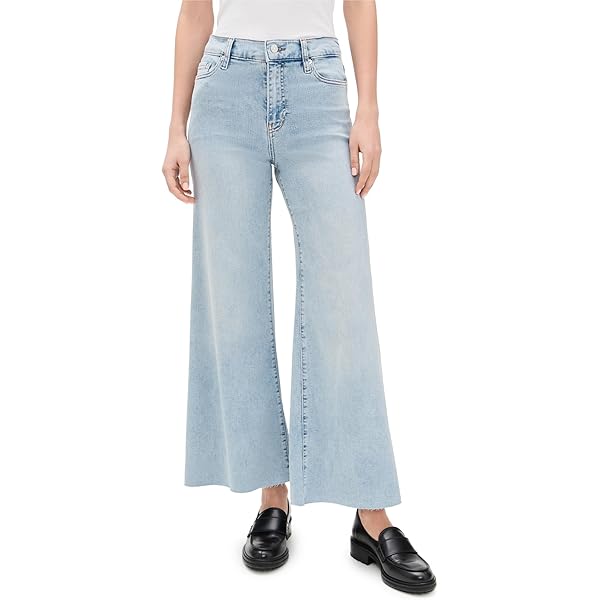 FRAME Women's Le Palazzo Crop Raw Fray Jeans, Daphne Blue FRAME Women's Le Palazzo Crop Raw Fray Jeans, Daphne Blue