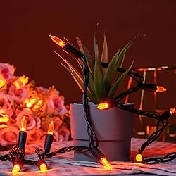 YULETIME 200 Orange LED Christmas Lights with Black