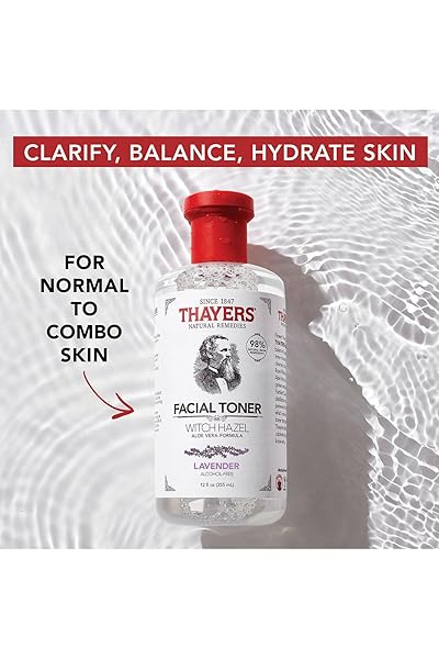 THAYERS ALCOHOL-FREE, HYDRATING LAVENDER WITCH HAZEL FACIAL TONER WITH ALOE VERA FORMULA, VEGAN, DERMATOLOGIST TESTED AND RECOMMENDED, 12 OZ (PACKAGING MAY VARY)