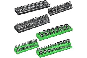 ONSSKI Magnetic Socket Organizer Holder Set – 6-Piece Tool Organization Including 1/4", 3/8" and 1/2" Drive Socket Holder Metric & SAE 143 Pieces Socket Trays (Sockets are not Included)