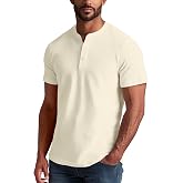 Zengjo Henley Shirts for Men Short Sleeve Waffle Knit 3 Button T-Shirts | Soft Cotton Blend, Midweight, Regular Fit