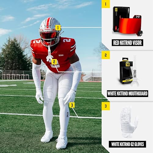 Nxtrnd VZR3 Football Visor, Curved Lens Technology, Fits Adult Youth  Football Helmets (Red)