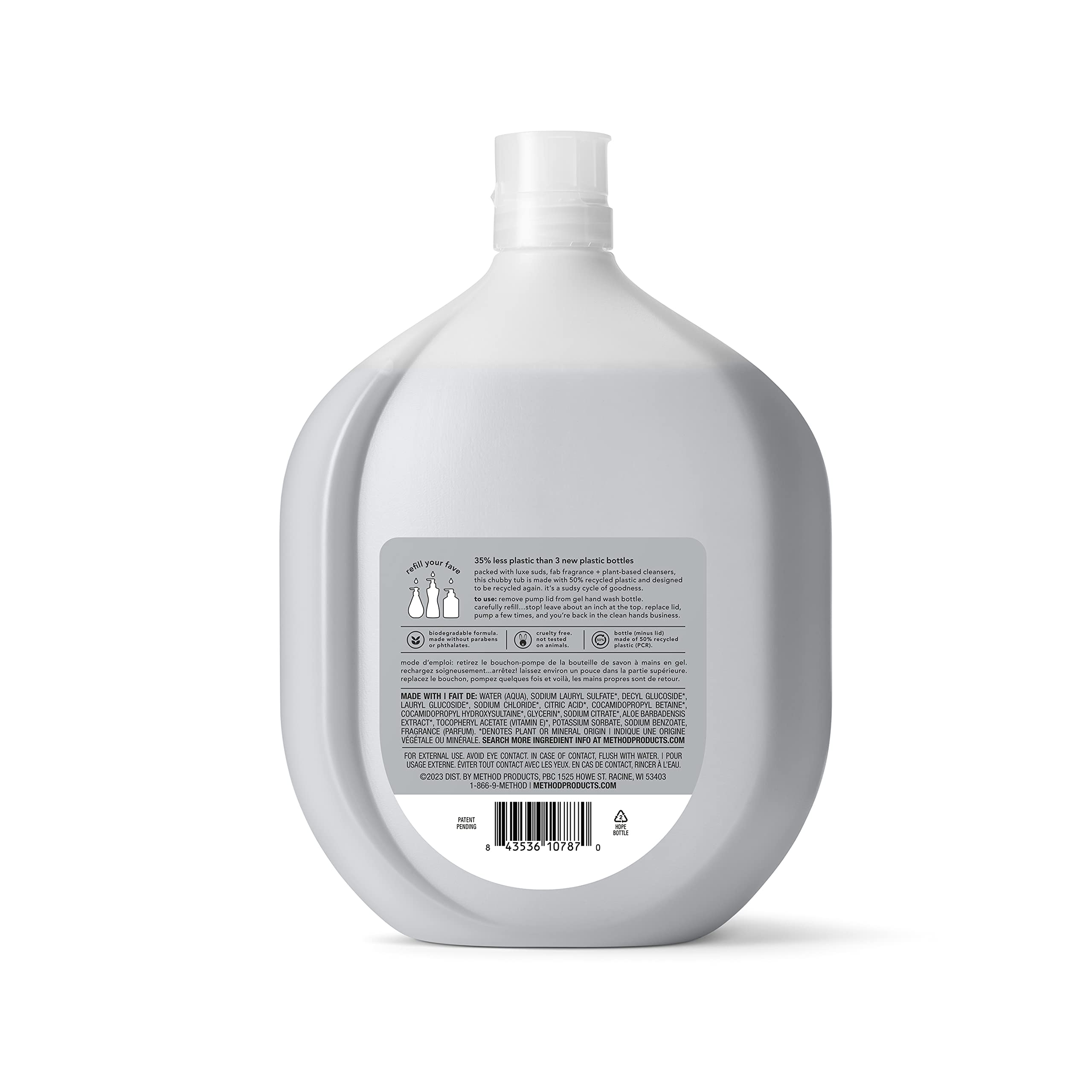 Method Premium Gel Hand Wash Refill, Vetiver + Amber, Recyclable Bottles, Biodegradable Formula, 34 fl oz (Pack of 4) (Packaging May Vary)