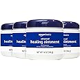 Amazon Basics Healing Ointment & Skin Protectant for Dry & Cracked Skin and Chapped Lips, Fragrance Free, 14 Oz (Pack of 4)