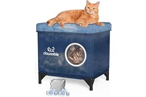 Clawsable Cooling Cat House for Outdoor/Indoor Cats, Waterproof & Weatherproof Feral Cat House Outdoor for Summer, Elevated Insulated Outside Feral Cat Shelter for Stray Barn Cat