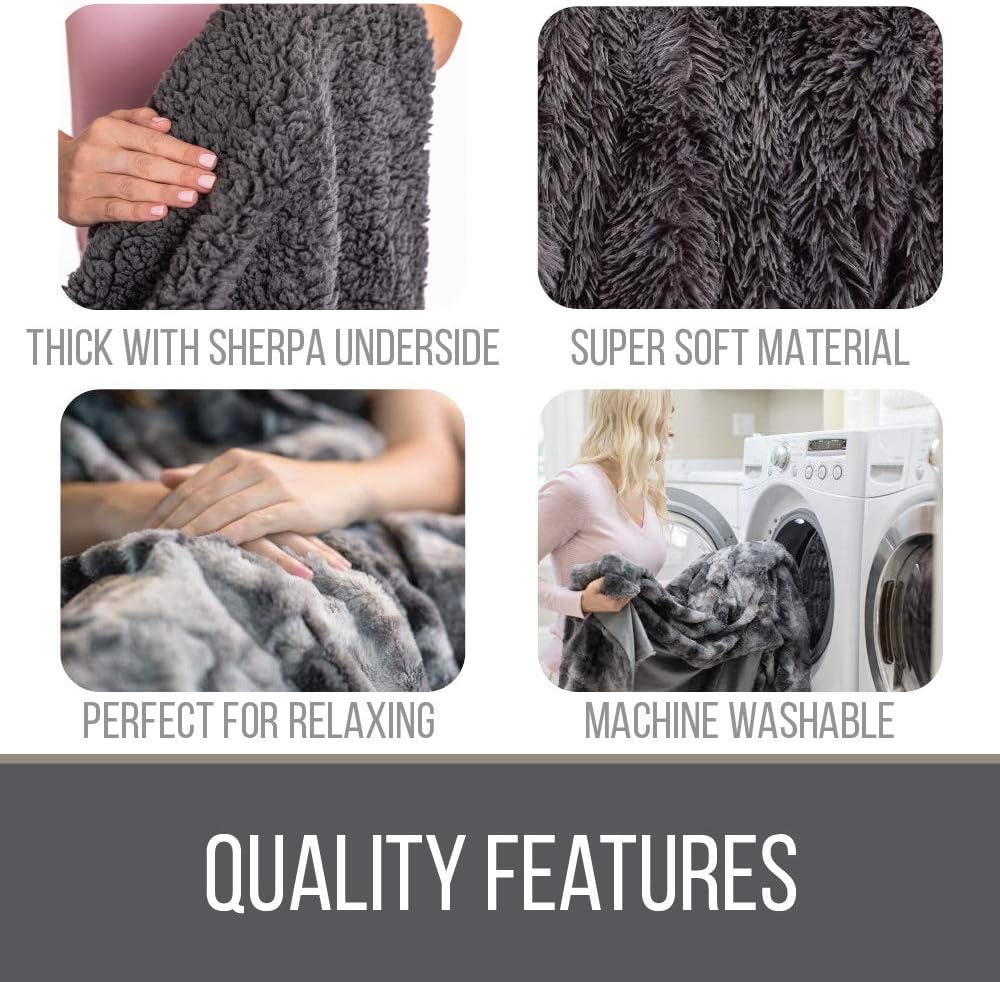 The Connecticut Home Company Shag with Sherpa Reversible Throw Blanket, Super Soft, Large Plush Wrinkle Resistant Blankets, Warm Hypoallergenic Washable Couch or Bed Throws, 65x50, Dusty Rose: Home & Kitchen