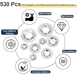 Vifmy 530PCS Internal Tooth Star Lock Washers, M3