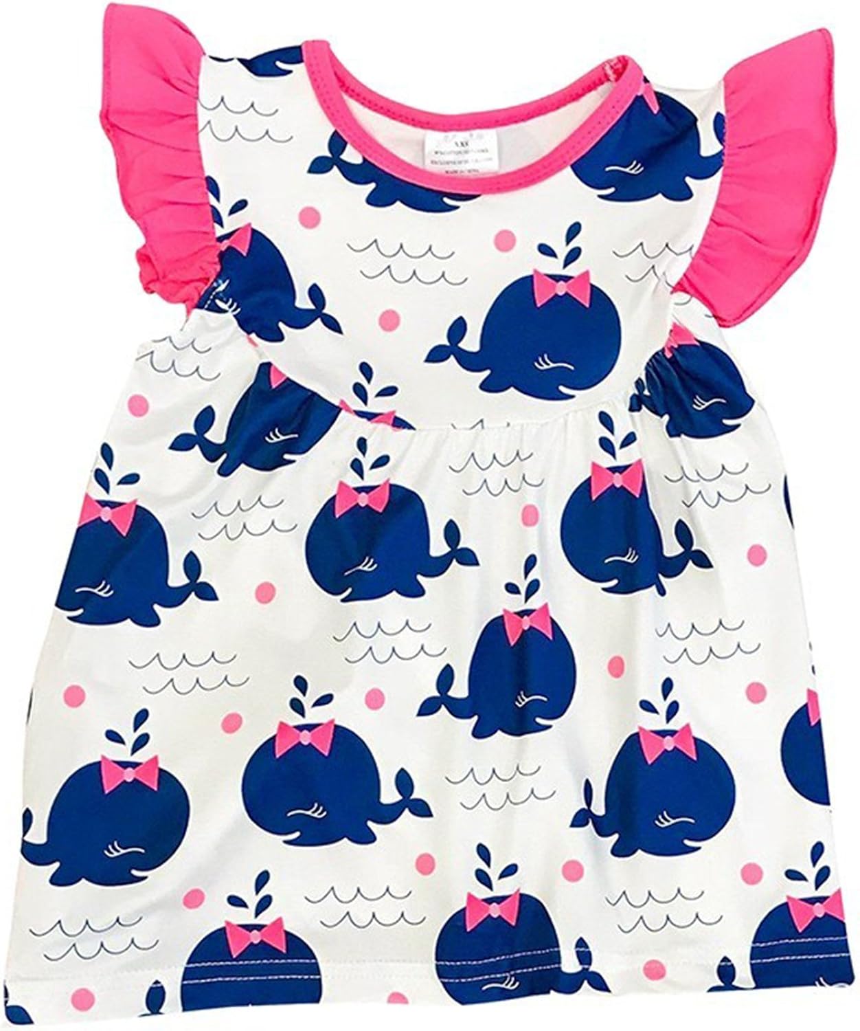 amazon com little girls cap sleeve ruffle whale bow beach summer school top t shirt tee clothing amazon com