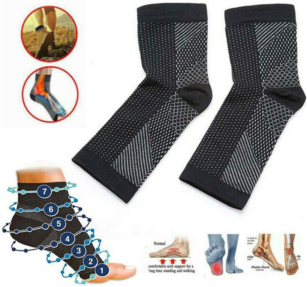 Dr Sock Soothers Vita-Wear Copper Infused Magnetic Socks for Ladies and Men,Ankle Plantar Fasciitis Support Socks 5 Pairs, (5 Pair Black, S/M)