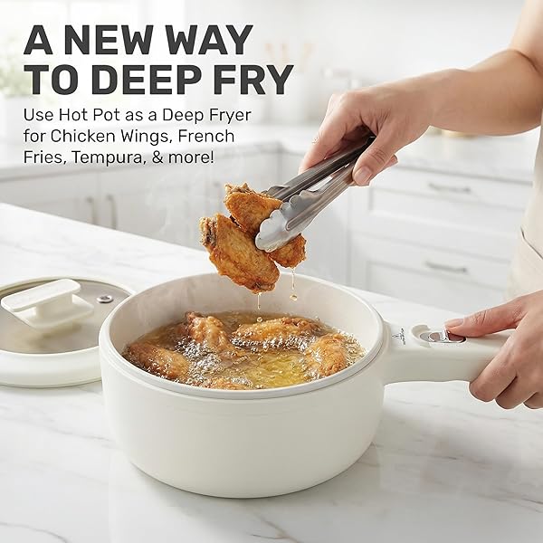 CERAMAX PRO ELECTRIC HOT POT WITH LID & STEAMER, 1.5L NON TOXIC CERAMIC COOKER SKILLET FOR RAMEN, EGGS, PASTA FOR DORMS, CAMPING, RVS, WORK, ADJUSTABLE TEMP. – NEW IMPROVED 2026 MODEL