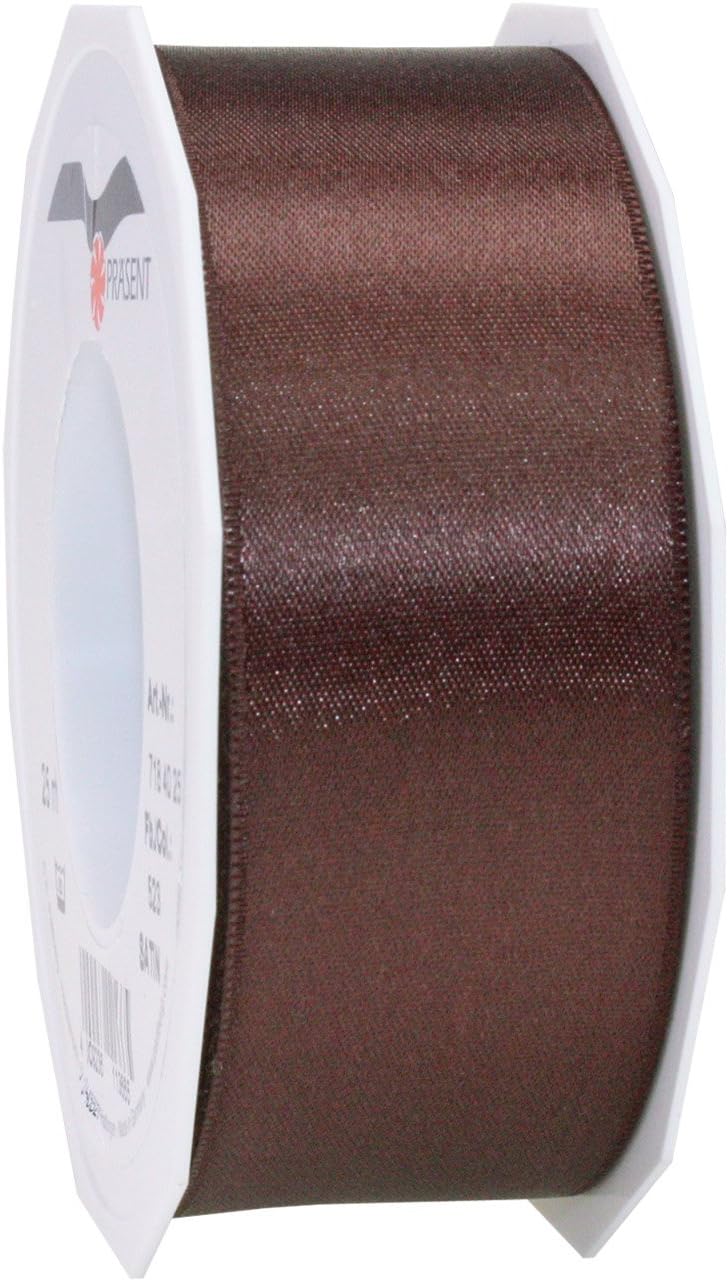 PRÄSENT - Satin Ribbon Espresso 40 mm width, 25 m length, Pastel Green, 40mm - 25m