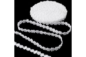 Winsyison 5 Yards Flower Lace Trim, Floral Lace Sewing Ribbon, Softing Decorating Embellishments for Gift Wrapping, DIY Bows Frame Hair Clip, Party Decoration- White