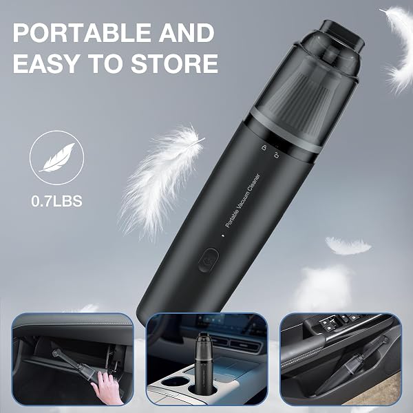 LYFUHUI CAR HANDHELD VACUUM CORDLESS 13000 PA SUCTION POWER, PORTABLE MINI VACUUM CLEANER FOR CAR HOME OFFICE AND PET HAIR, BLACK