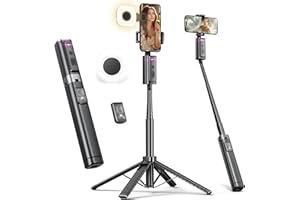 57" Auto Face Tracking Tripod 360 Rotation, Gesture Control Phone Tripod Stand with Light & Remote, Built-in AI Tracking Came