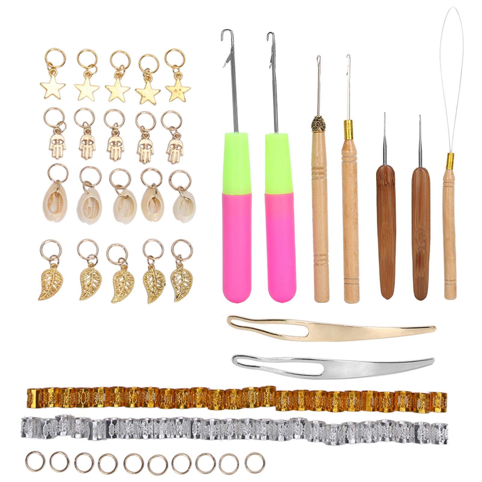 Dreadlocks Crochet Hook, 89pcs Metal Hair Rings Hair Braid Rings Dreadlocks Needle Crochet Hook Set Dreadlocks Hair Tools for Home and Salon