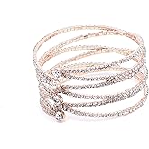 Rrdaily Layered Cubic Zirconia Cuff Bracelet for Women Teen Girls Fashion Charm 14k Gold Silver Bangle Chunky Rhinestone Prom Party Jewelry Gifts