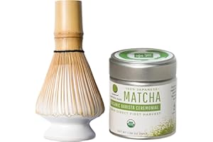 Dr. Weil Matcha Kari Mini Matcha Tea Set - White - Ceremonial Organic Matcha with Whisk & Holder