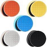 CHEGIF Buffing Polishing Pads, 5Pcs 5.5 Inch Face for 5 Inch Backing Plate Compound Buffing Sponge Pads with Hex Logic Pattern,Cutting Polishing Pad Kit for Car Buffer Polisher,Polishing and Waxing