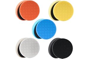 CHEGIF Buffing Polishing Pads, 5Pack 5.5 Inch Face for 5 Inch Backing Plate Compound Buffing Sponge Pads Cutting Polishing Pad Kit for Car Buffer Polisher, Polishing and Waxing