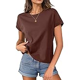 ATOFY Womens Cap Sleeve Tops T Shirts Boxy Cropped Tee Loose Fit Cotton Crewneck Short Sleeves Casual Summer Fashion Blouse