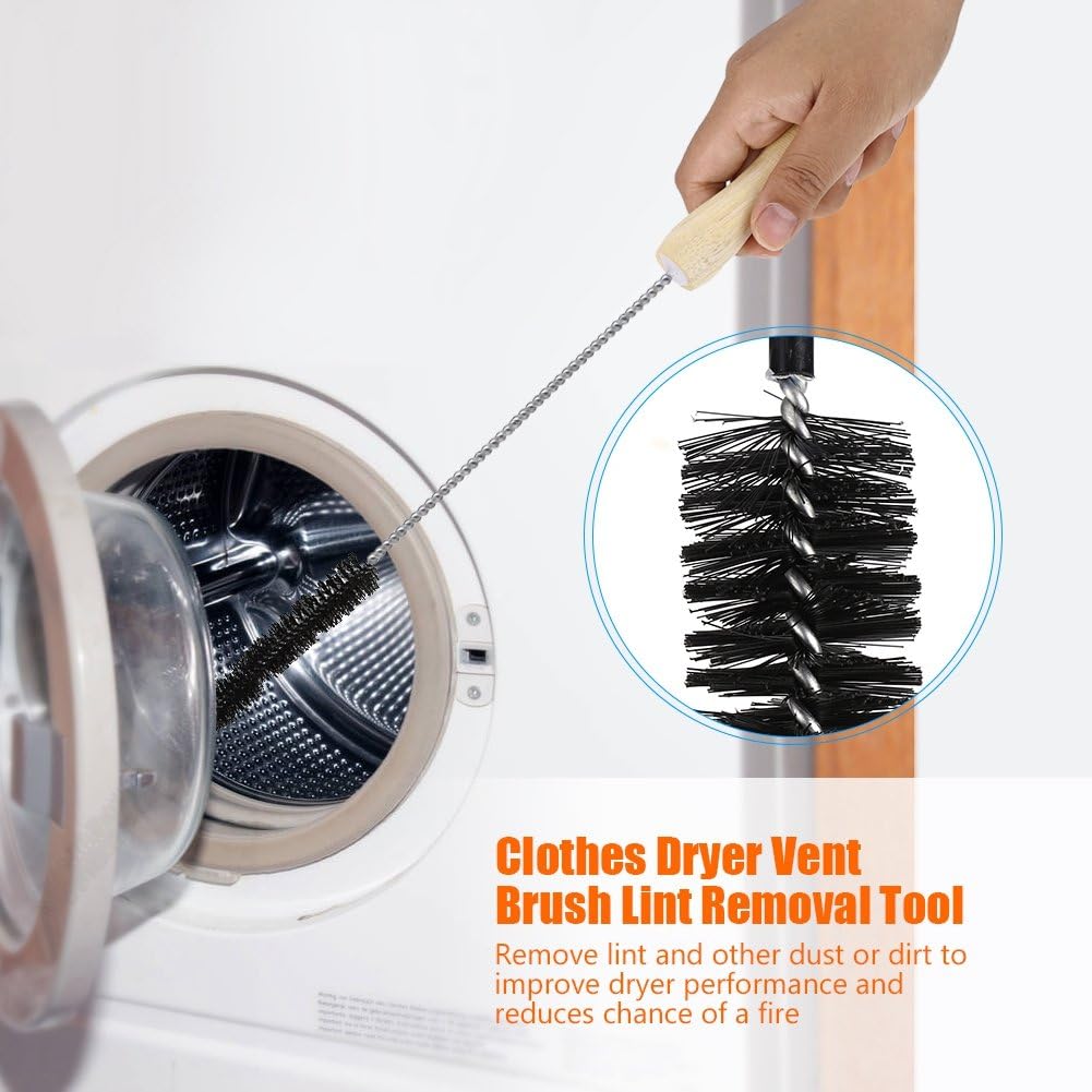 Flexible Rod Clothes Dryer Vent Cleaning Brush Black Collapsible Household Tools for Washing Machine Refrigerator Pipe - Image 3