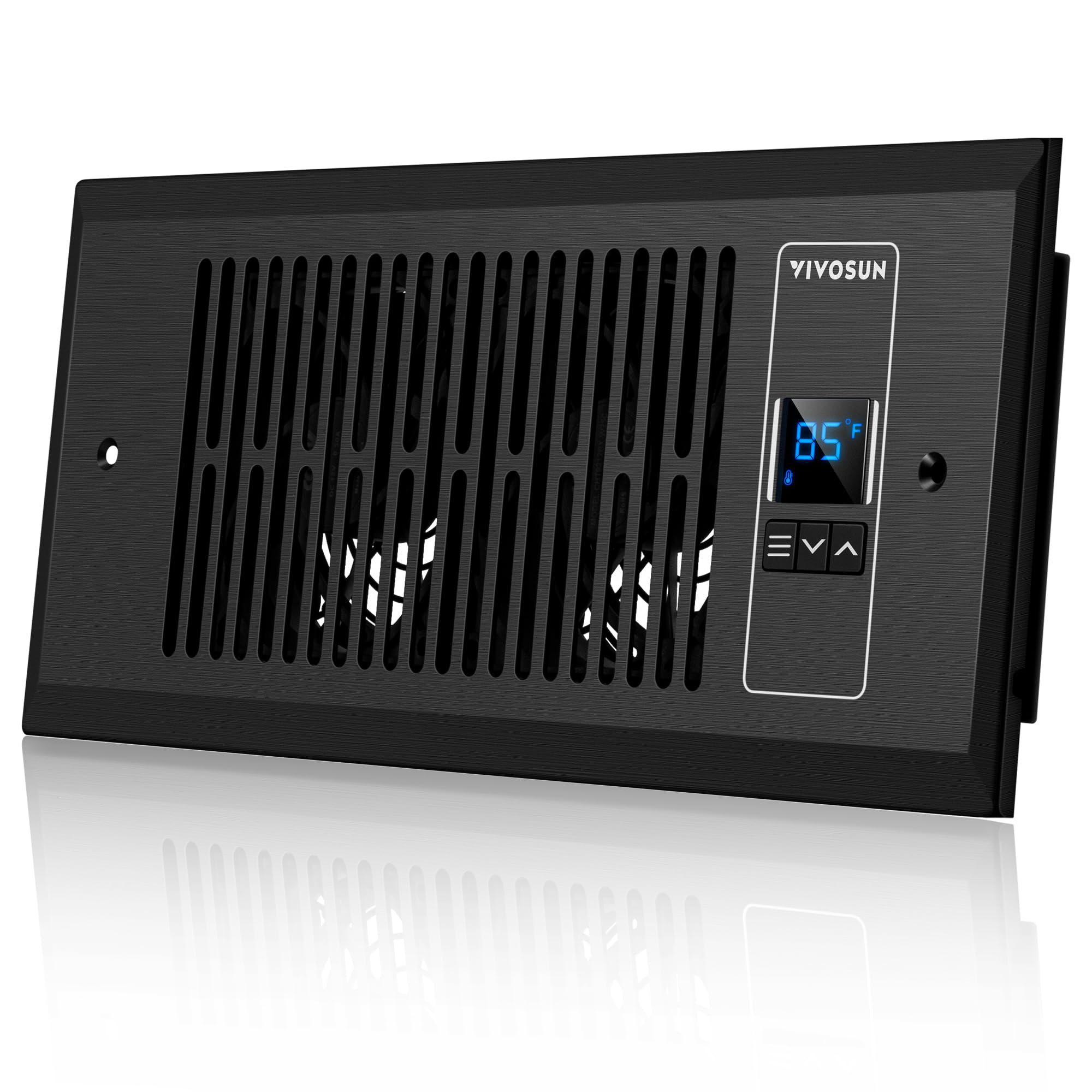 Photo 1 of VIVOSUN Quiet Register Booster Fan, Smart Register Vent with Thermostat Control, Fits 4”×10” Register Holes, Heating Cooling AC Vent Fan, Black