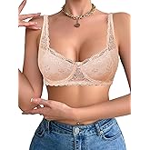 Avidlove Lace Bralettes for Women Sexy Demi Balconette Underwire Bra Lingerie Unpadded