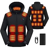 Ramarmro Heated Jacket for Men, Men's Heated Coat with 20000mah 7.4V Battery Pack, 21 Heating Zones Electric Heating Coat