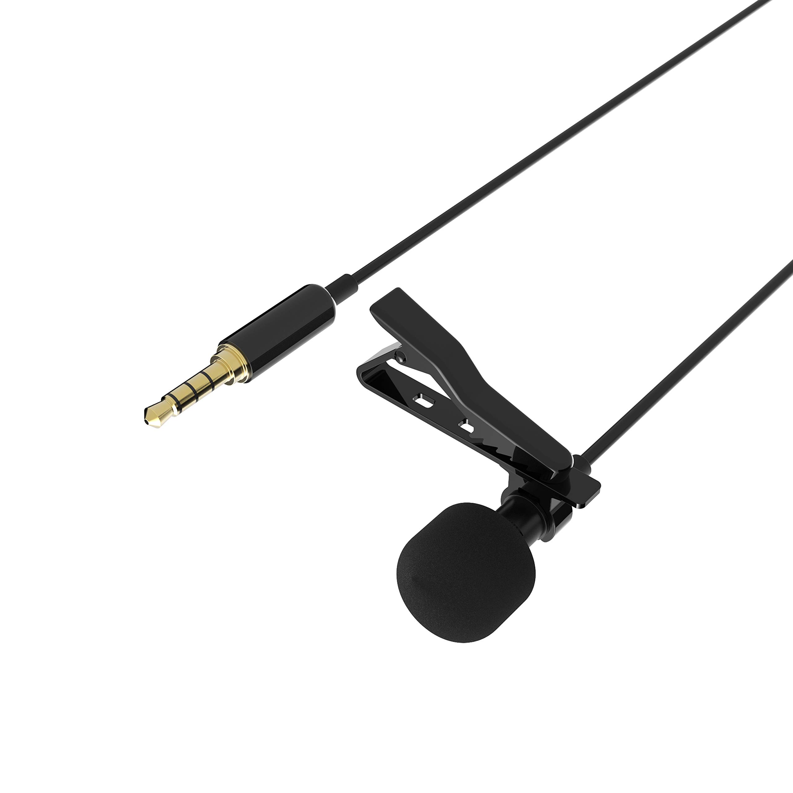 SABRENT Lavalier Clip-on Microphone, Lapel Omnidirectional Condenser Mic with Wind Muff 3.5mm Jack for your iPhone or Android device or any other mobile device (AU-SMCR)