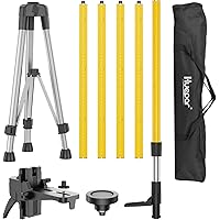 Huepar 12 Ft./3.7m Telescoping Pole with 1/4-Inch by 20-Inch Laser Mount for Rotary and Line Laser Level, Adjustable Telescop