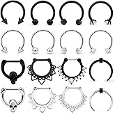 Hoeudjo Septum Rings Surgical Steel Septum Jewelry 16G Nose Hoop Rings Clicker Piercing Jewelry with Clear CZ Daith Helix Tragus Lip Cartilage Earrings for Women Men