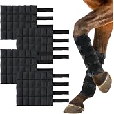 LUFFWELL Ice Boots for Horses, Horse Ice Boots, Black &amp; Blue, 4 Pack | Cooling on One Side, Warmth on the Other, 17 x 16.5 in Coverage, Stays Flexible After Freezing