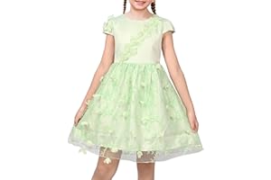 Sunny Fashion Girls Dresses Short Sleeve Butterfly Floral Tulle Garden Party Picnic Spring Easter Size 4-10 Years