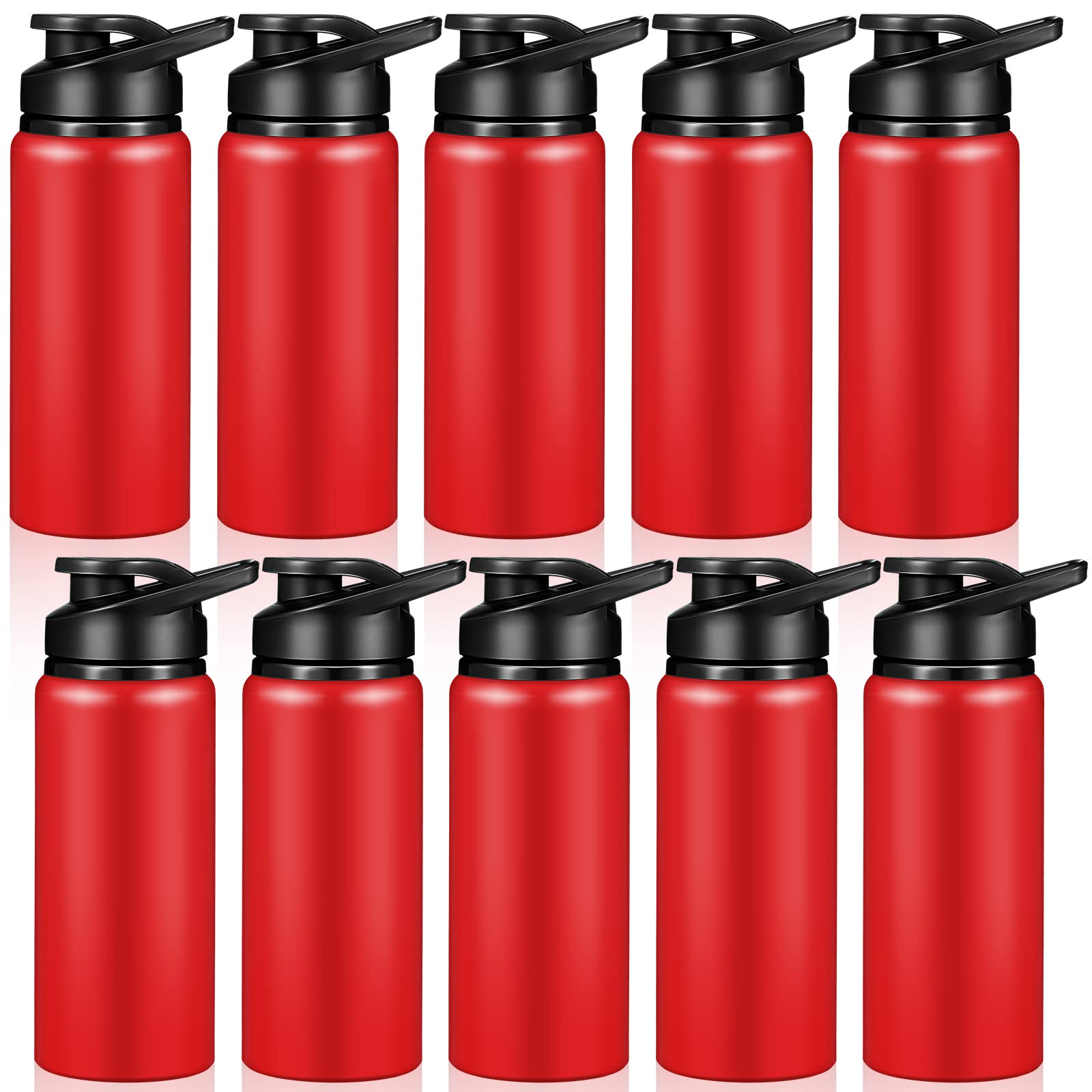 Photo 1 of CHENGU 10 Pieces Water Bottle Bulk 20 oz Aluminum Reusable Bottles Lightweight Snap Lid Water Cups Easy Carry Leak Proof Travel Tumbler for Gym Sports Camping Hiking Fishing (Red)
