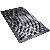Anti Fatigue Rubber Floor Mats Restaurant Kitchen Rubber Drainage Mat Out Door Mats Durable Non-Slip Bar Floor Mat Utility Mat Indoor Outdoor Wet Area Use 24" x 36" Black