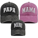 Funny Embroidered Papa Mama Mini Parent-Child Hat, Adjustable Matching Family Baseball Cap Set of 3