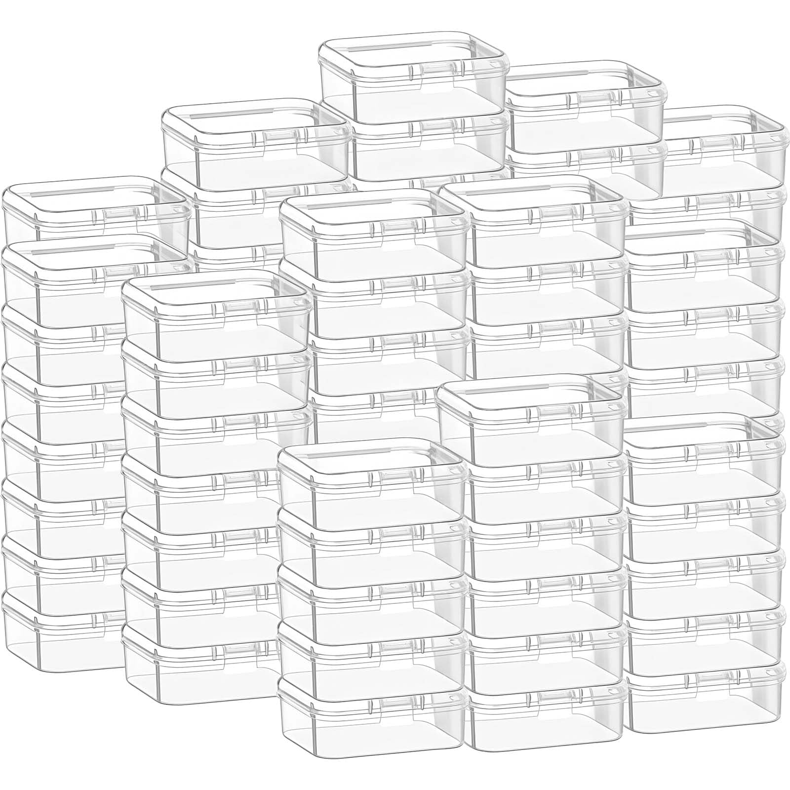 Photo 1 of 100 Pcs Clear Plastic Beads Storage Containers Box Small Clear Boxes with Hinged Lid Plastic Case Mini Square Arts Crafts Storage Organizers for Small Items(2.1 x 2.1 x 0.8 Inch) ?