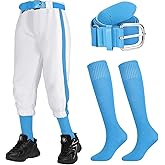 Cozypower 3 Pcs Baseball Pants Combo Set Men Youth Boy and Girls Softball Pants with Socks and Belts