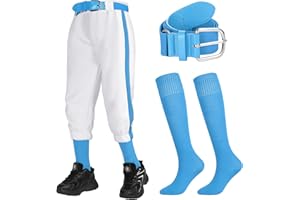 Cozypower 3 Pcs Baseball Combo Set Youth Boy and Girls Softball Pants with Socks and Belts