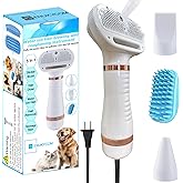 ENUKYCOM 300W Quiet Pet Blow Dryer - Pet Hair Dryer for Small & Medium Dogs and Cats with Removal Comb & Silicone Bath Massage Brush for Home Grooming -Mist/Spray/Steam Brush for Cat & Dog