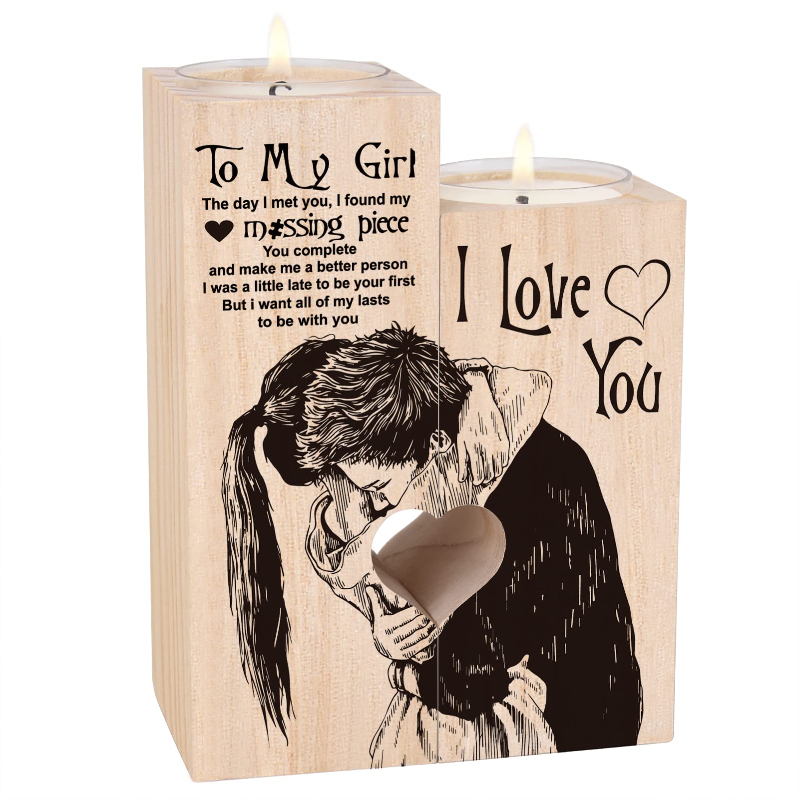 Valentines Gifts for Her Girlfriend, Heart-shaped Candlestick Anniversary Birthday Candle Decoration gifts - romantic gifts for her